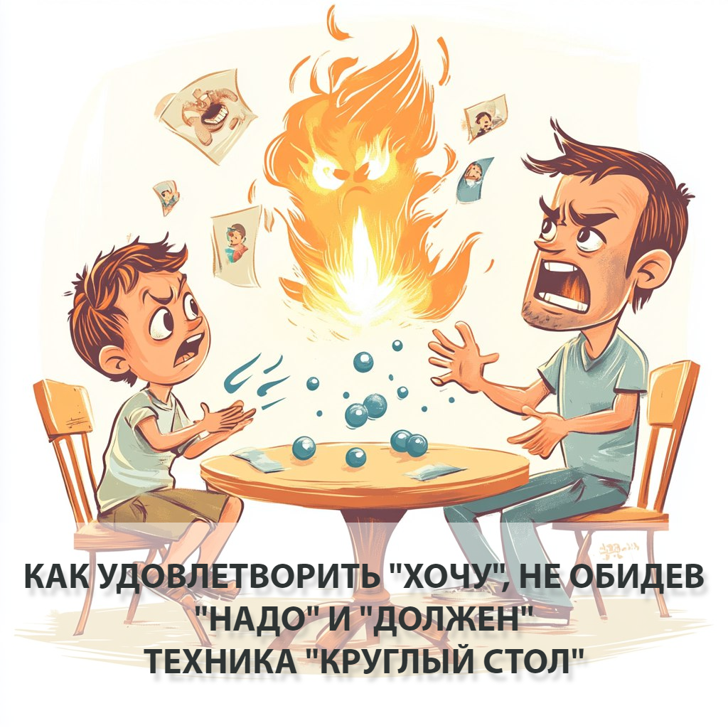 Как удовлетворить "Хочу", не обидев "Надо" и "Должен". Техника Круглый стол