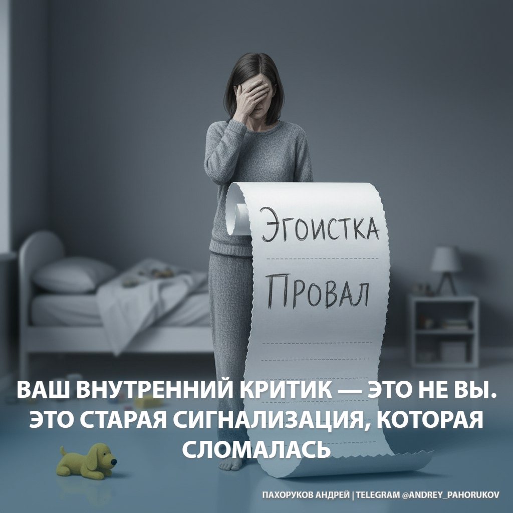 Ваш внутренний критик — это не вы. Это старая сигнализация, которая сломалась