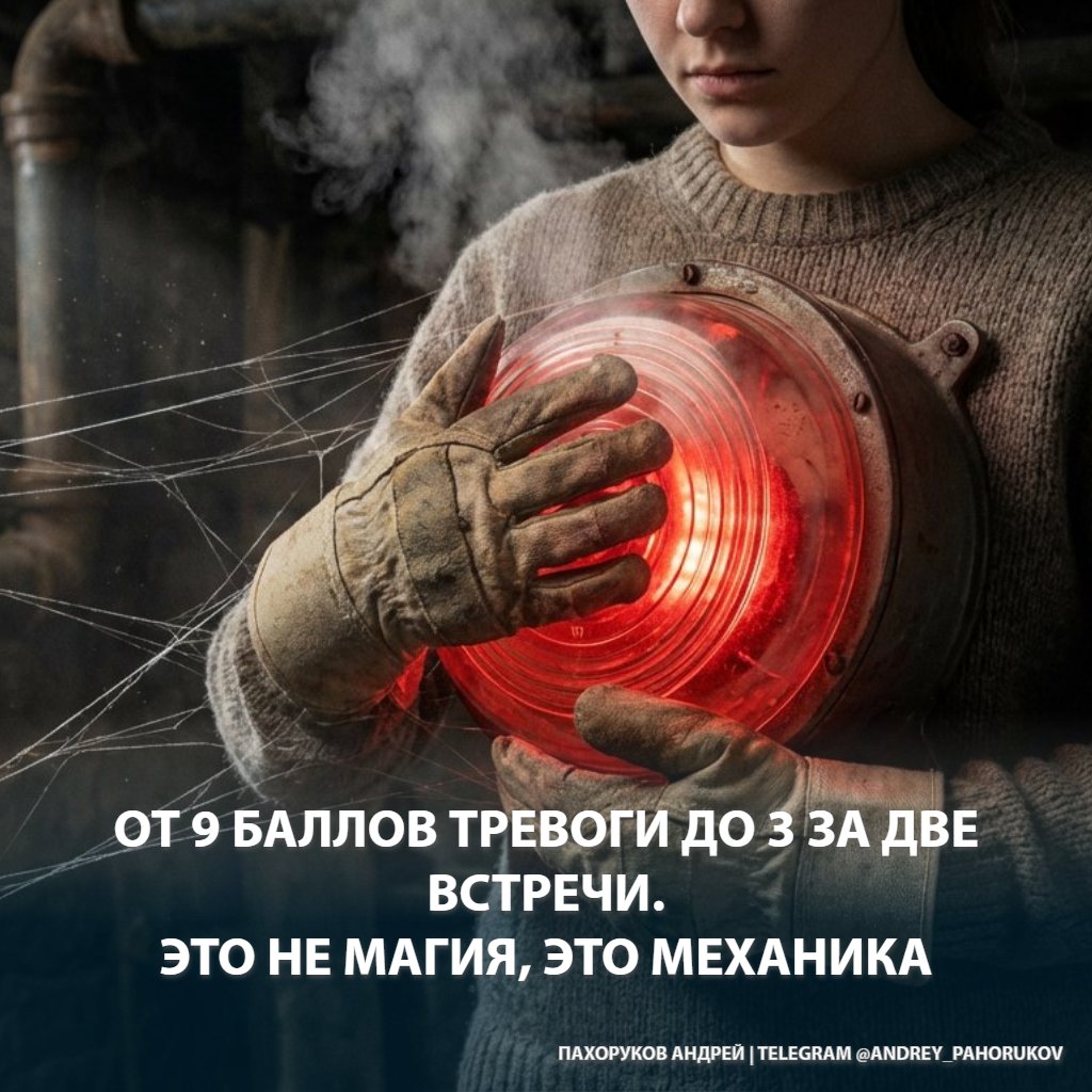 От 9 баллов тревоги до 3 за две встречи. Это не магия, это механика